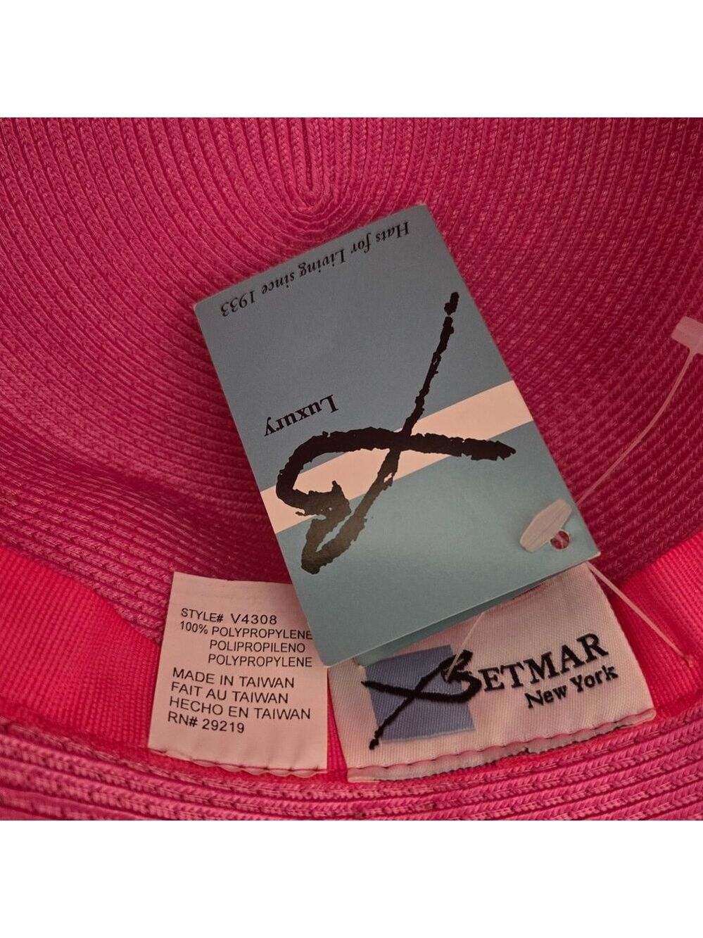betmar Hot Pink Straw Dress Hat with Braided Band and Floral Accent - Picture 8 of 8